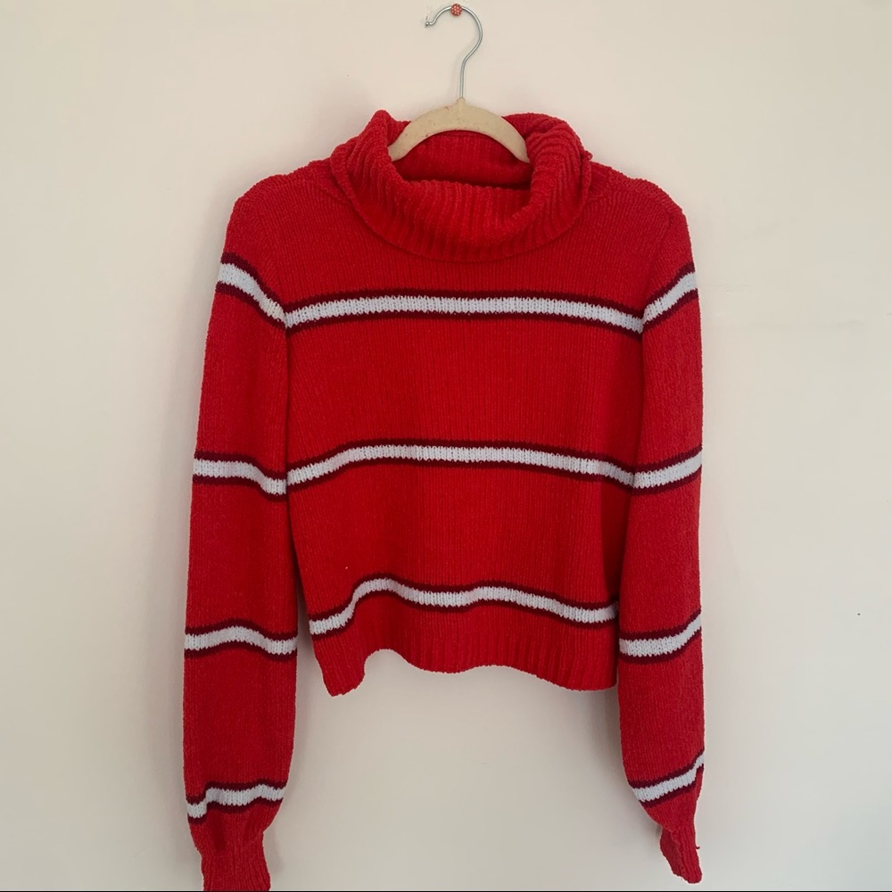 red striped turtleneck
